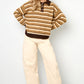 Knitted polo sweater with stripes