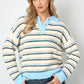 Knitted polo sweater with stripes