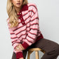 Knitted polo sweater with stripes