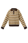 Knitted polo sweater with stripes