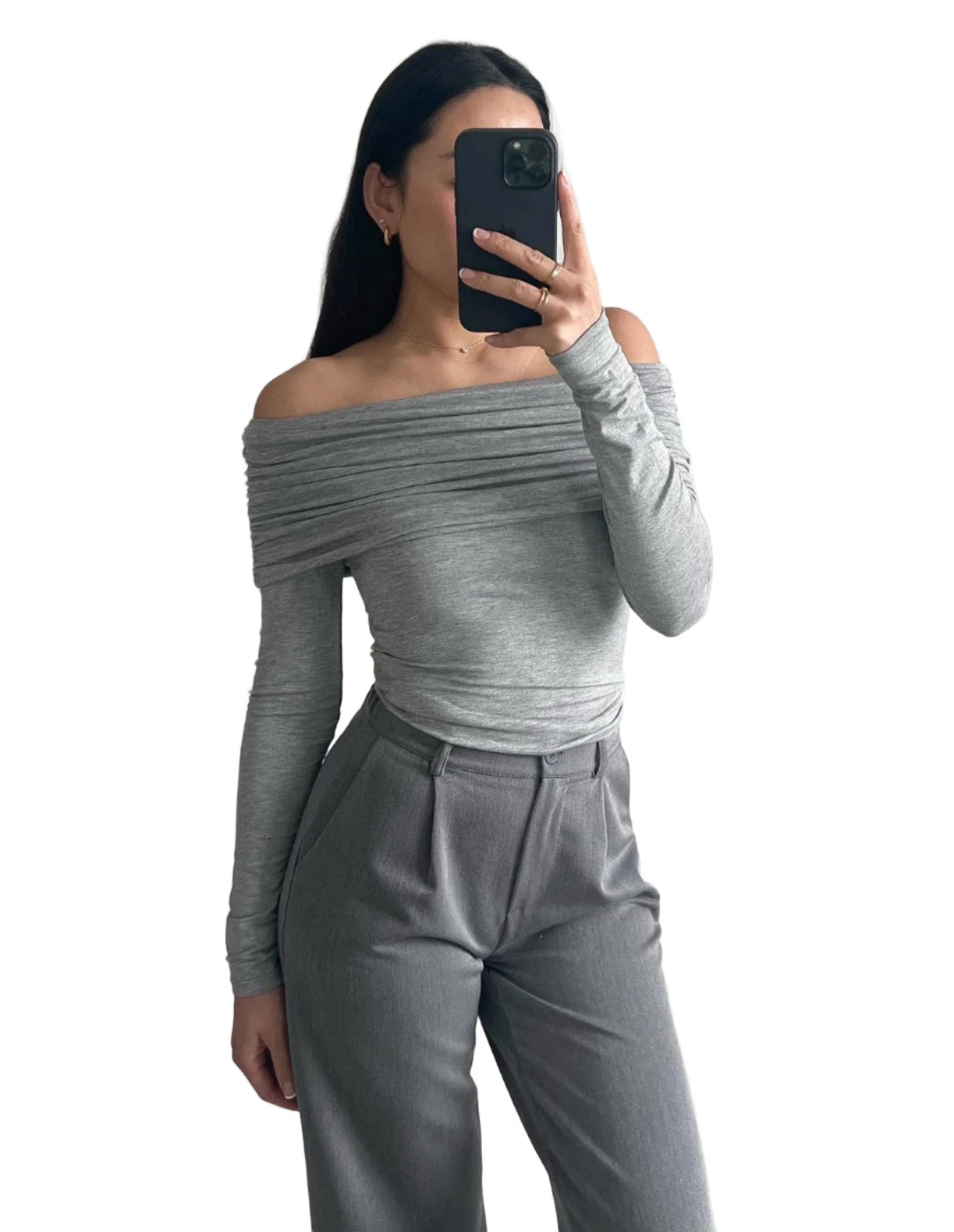 Marion off shoulder top grey