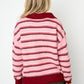 Knitted polo sweater with stripes