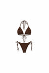 Bruine triangle bikini met gouden studs, MaeClaire swimwear