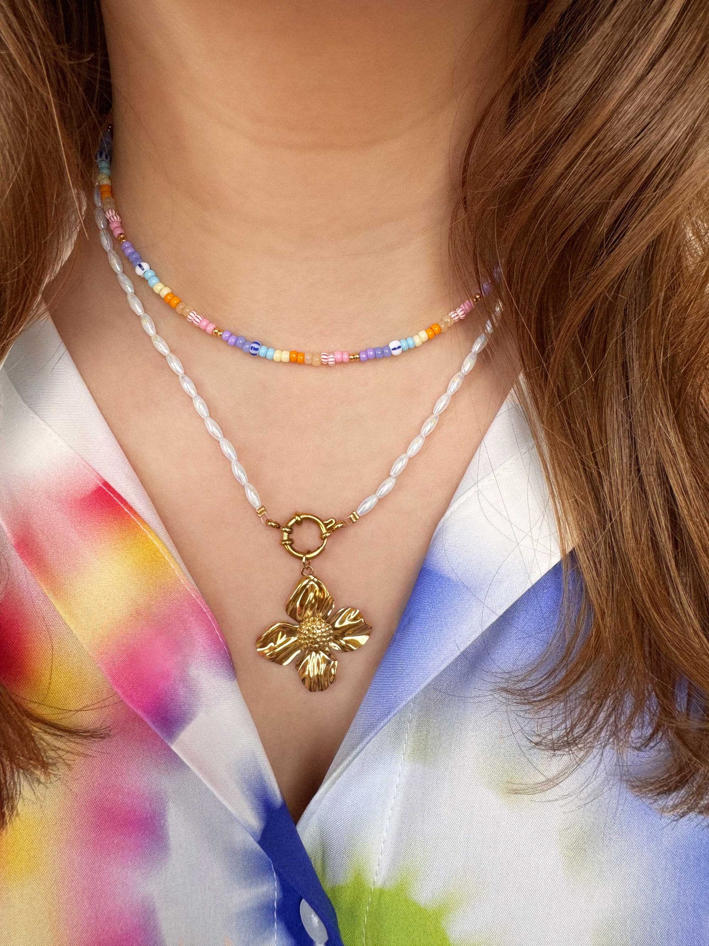 Tropical flower necklace