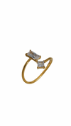 Gold spiral ring with rectangle rhinestones | Stainless steel