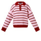Knitted polo sweater with stripes