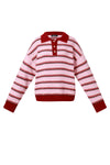 Knitted polo sweater with stripes