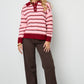 Knitted polo sweater with stripes