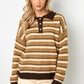 Knitted polo sweater with stripes