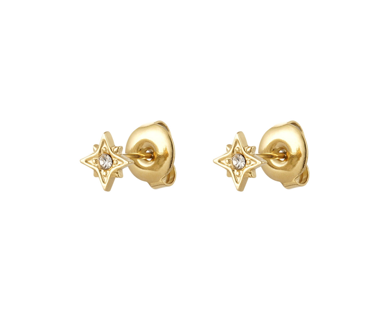 Ear studs star with strass - gold - MaeClaire