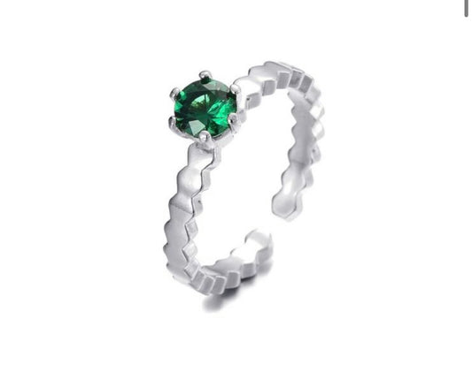 Amelie green stone silver - MaeClaire